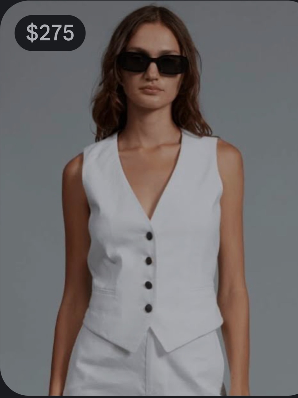 rag & bone Cream Linen Button-Front Vest